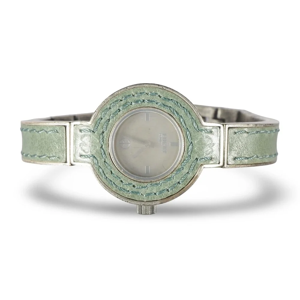 Lucky Brand Analog Watch Women OS Teal Green‎ Leather 16/1017 Peace Sign Boho
